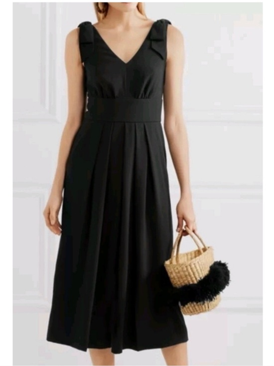 J. Crew Pants - J Crew Black Sleeveless Midi Romper with V-Neck and Bow Sleeves
